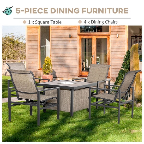 5 Piece Patio Dining Set with Builtin Ice Bucket Insert