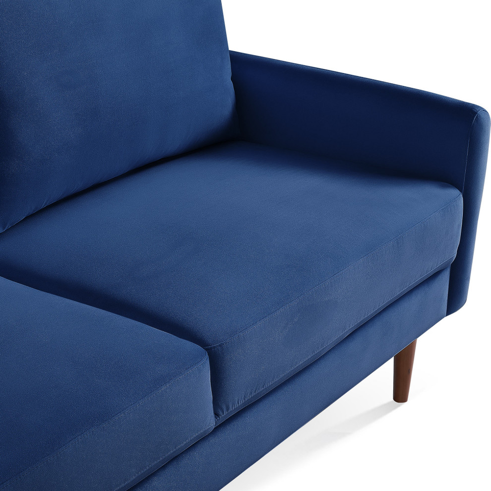 38.6H x 68.5W x 31.5D Blue Velvet Upholstered Loveseat   Midcentury   Loveseats   by IDEAZ International  LLC  Houzz