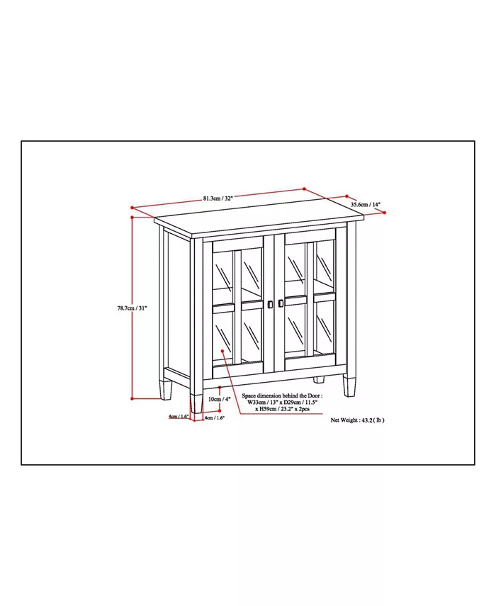 Simpli Home Warm Shaker Solid Wood Low Storage Cabinet