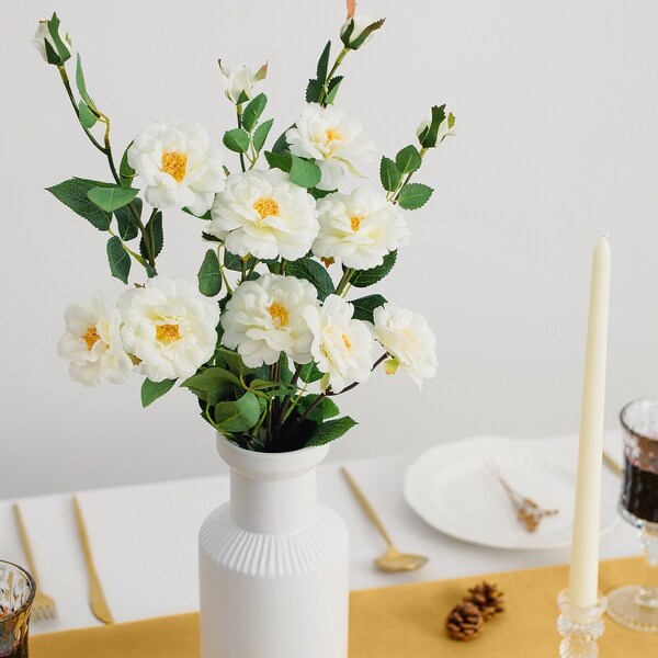 White Silk Decorative Artificial Rose Faux Flowers