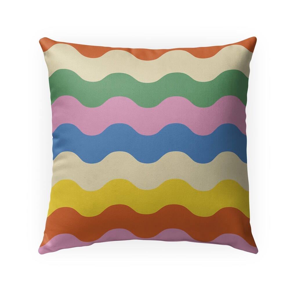 UNDULATING WAVY STRIPES RED Outdoor Pillow By Becky Bailey