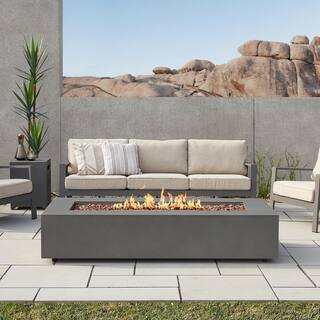 Real Flame Aegean 32 in. W x 70 in. L Outdoor Powder Coated Steel Rectangle Propane in Slate Fire Table in Weathered Slate C9814LP-WSLT