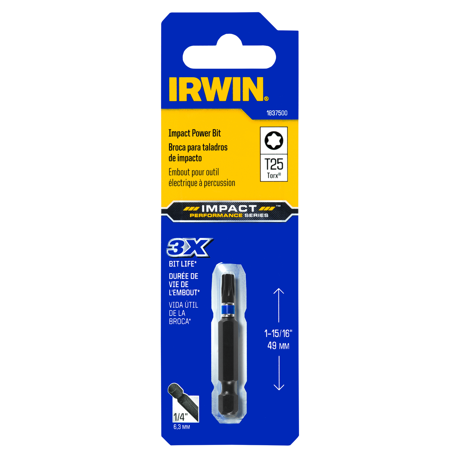 Irwin Impact Performance Series Torx T25 X 1-15/16 in. L Power Bit S2 Tool Steel 1 pk