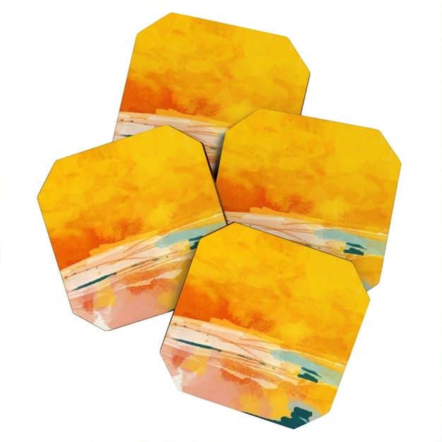 Lunetricotee Sunny Landscape Set Of 4 Coasters Deny Designs