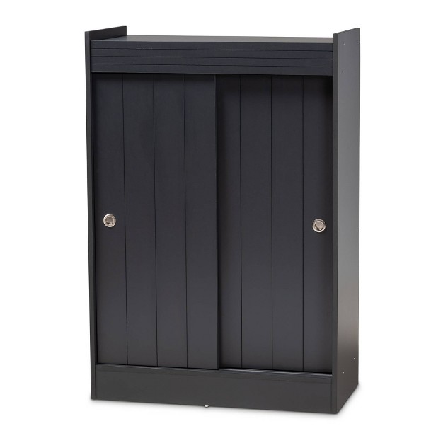 2 Door Leone Finished Wood Entryway Shoe Storage Cabinet Black Baxton Studio