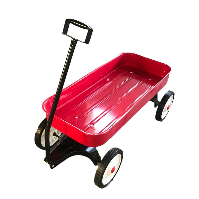 Synergistic Children's Classic Pull Along Red Steel Wagon - Ages 3 Years and up