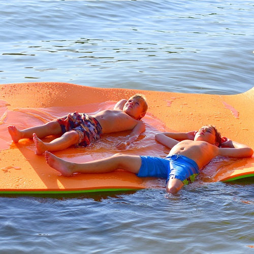 Rubber Dockie 9x6 ft Premium Foam Floating Water Mat Pad (Green and Orange)