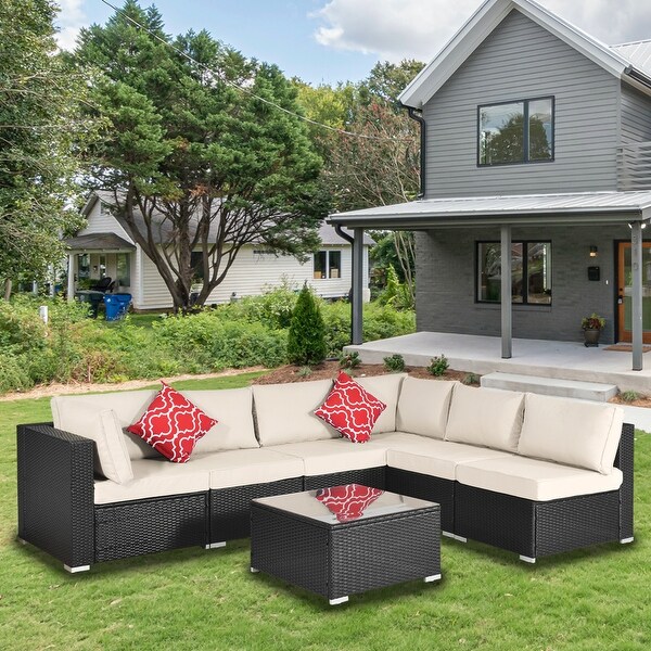 3 Pieces Outdoor Furniture Sofa Set with Large Storage Box - Overstock - 34485142