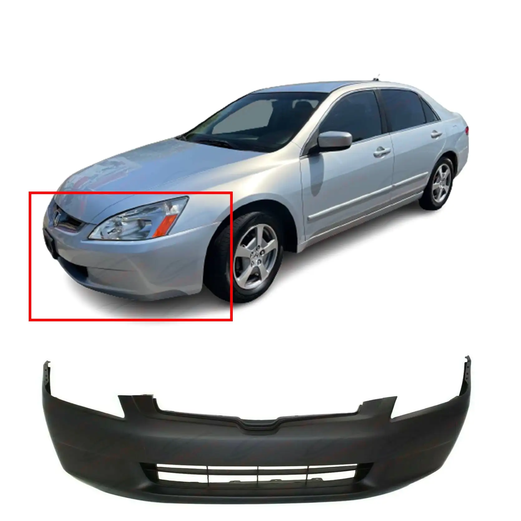 Primed Front Bumper Cover for 2003-2005 Honda Accord Hybrid DX EX LX