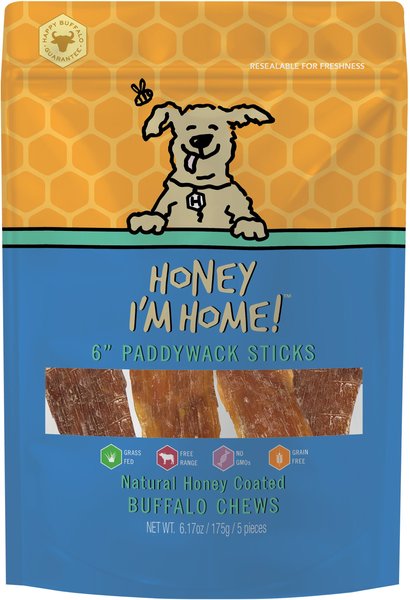 Honey I'm Home! 6-in Paddywack Sticks Natural Honey Coated Buffalo Chews Grain-Free Dog Treats