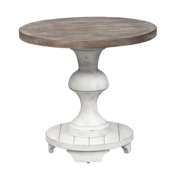 Sedona Heavy Distressed White with Gravel Round End Table