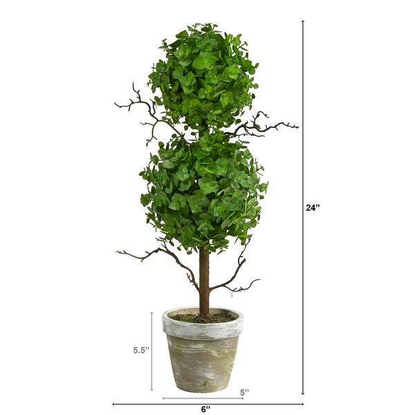 2' Eucalyptus Double Ball Topiary Artificial Tree