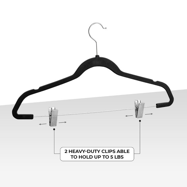 Osto 30 Pack Premium Velvet Hangers With Clips Non slip Pants Hangers With Notches Thin Space saving With 360 Degree Swivel Hook Black