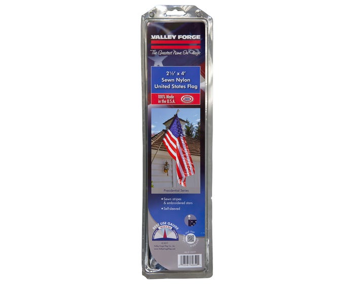 Valley Forge 2.5 x 4 Nylon Sleeved United States Flag - 60650 T