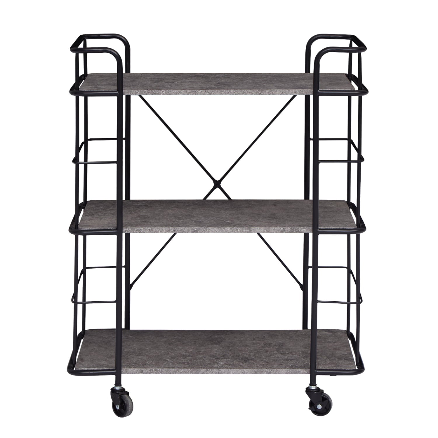 Kinbor 3 Tier Kitchen Island Serving Bar Cart Storage Rolling Serving Trolley Cart with Locking Wheels