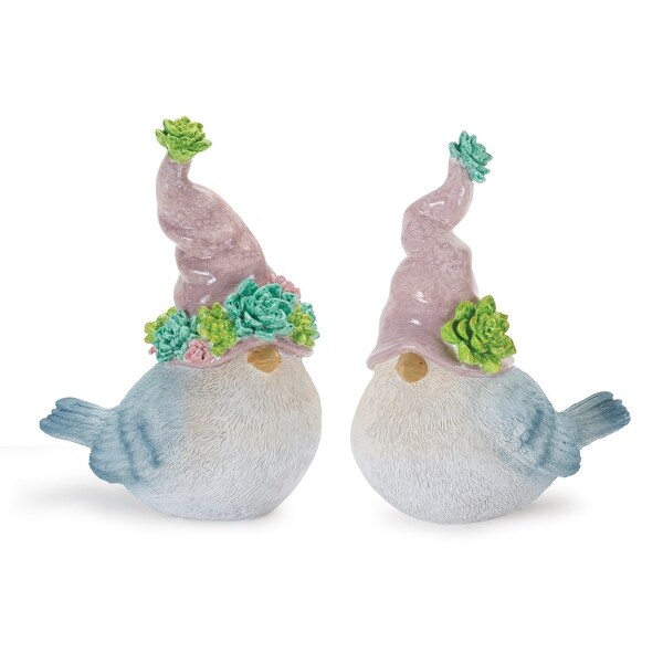 Set of 2 Succulent Bird Gnome Tabletop Figurines 7