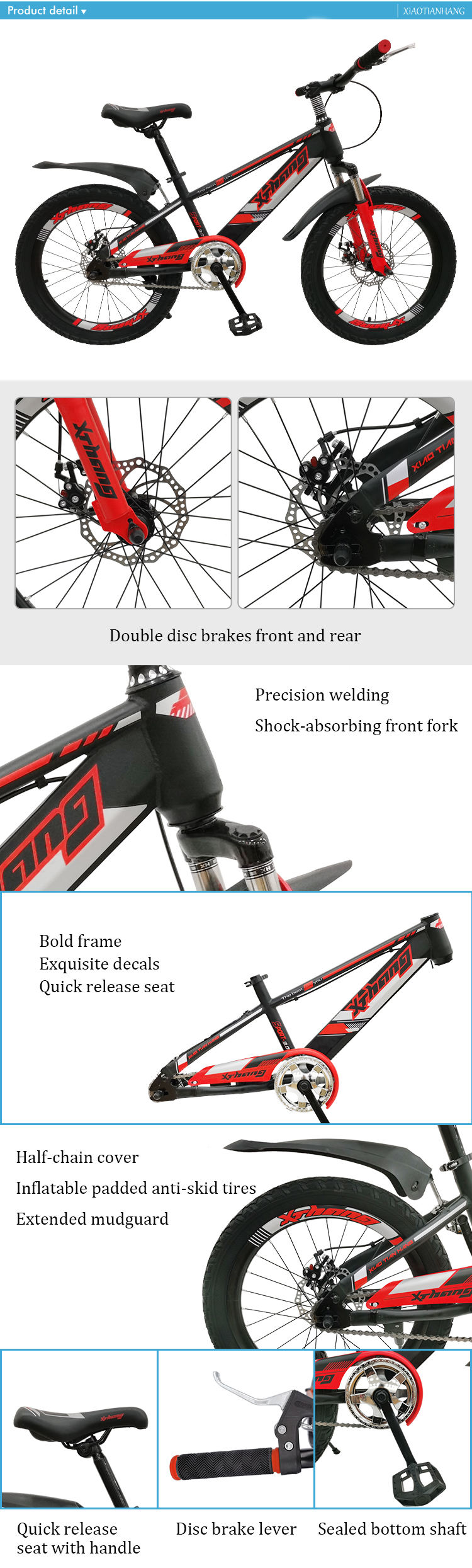 Xthang 2023 Factory wholesale children bike carbon steel kids bicycle cool ride on bike outdoor sport cycling 20 inch sport bike