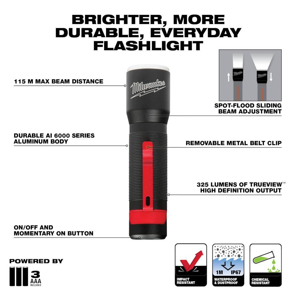 MW 325 Lumens LED Aluminum Flashlight 2107