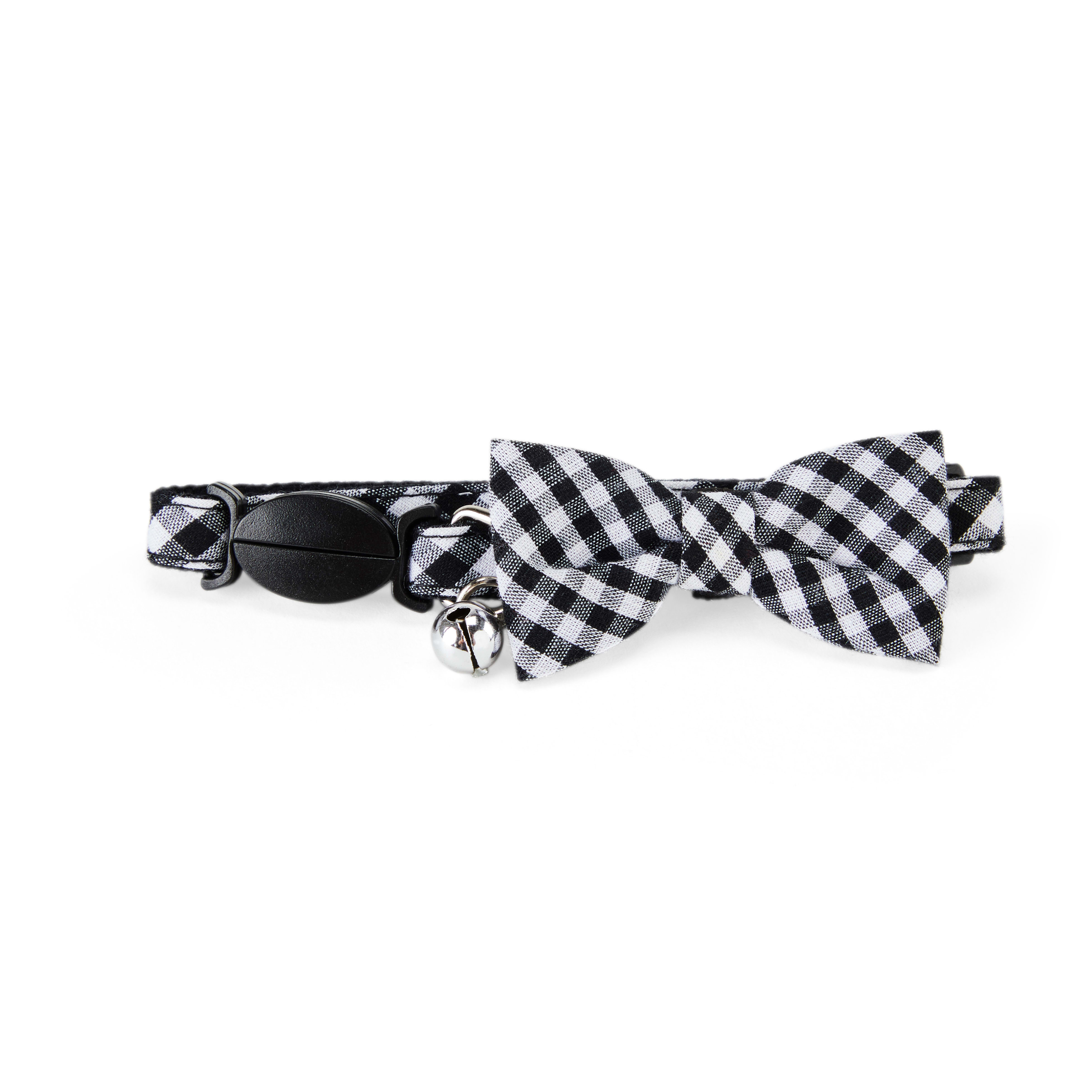 YOULY Black Gingham Bow Tie Cat Collar