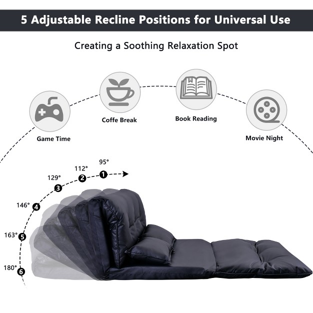 W Pu Adjustable Folding Futon Sofa Video Gaming Sofa With Two Pillows Multifunctional Bean Bag Chair sofa maison Boucle