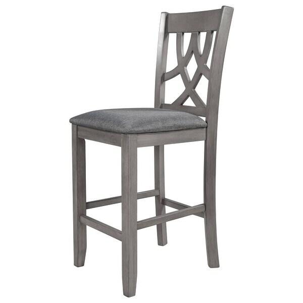 WIJCK Farmhouse 2 Piece Round Counter Height Kitchen Dining Chairs with Cross Back Gray - as picture