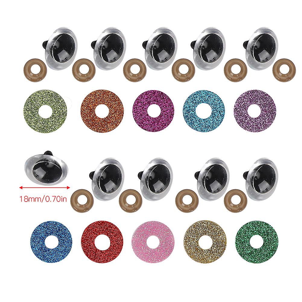 Safety Eyes With Colorful Glitter Washer Accessories For Puppet Toy Stuffed Animals Dolls18mm