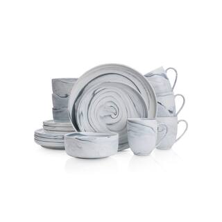 STONE LAIN Stone Lain Brighton 32-Piece Dinnerware Set Porcelain Service For 8 Gray BLB0463-B020002