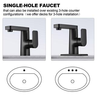 Zalerock Minimalist Single Handle Single Hole Bathroom Faucet in Matte Black WFMP003