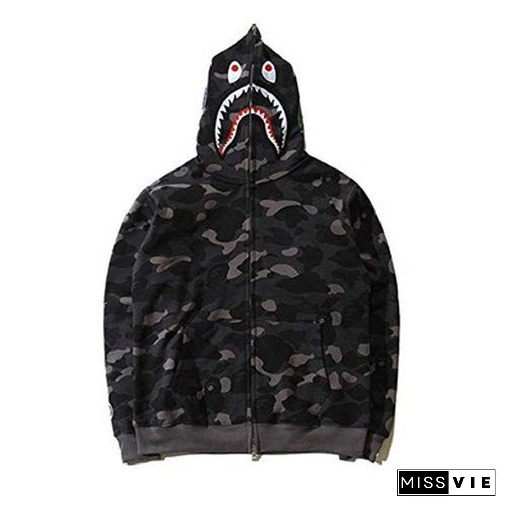 Fashion Shark Head Print Sweatshirt Hooded Jacket