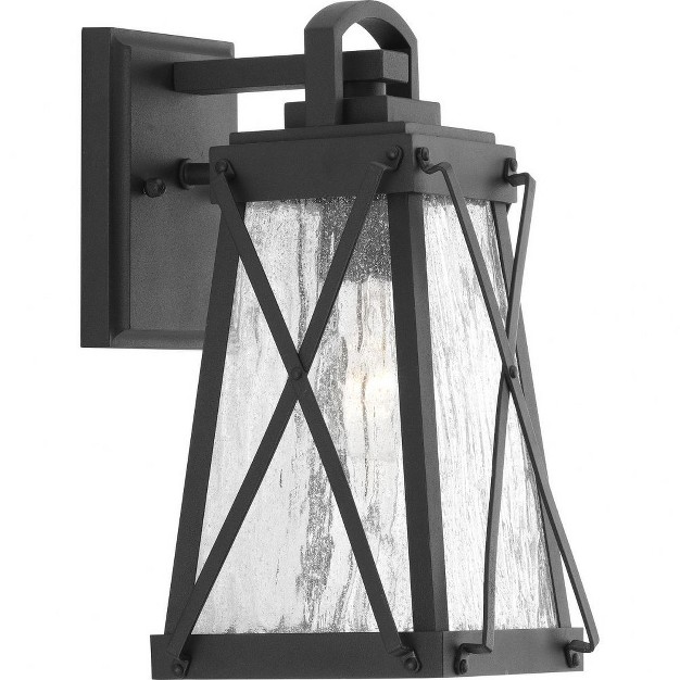 Progress Lighting Creighton 1 light Outdoor Wall Lantern Antique Bronze Clear Water Glass