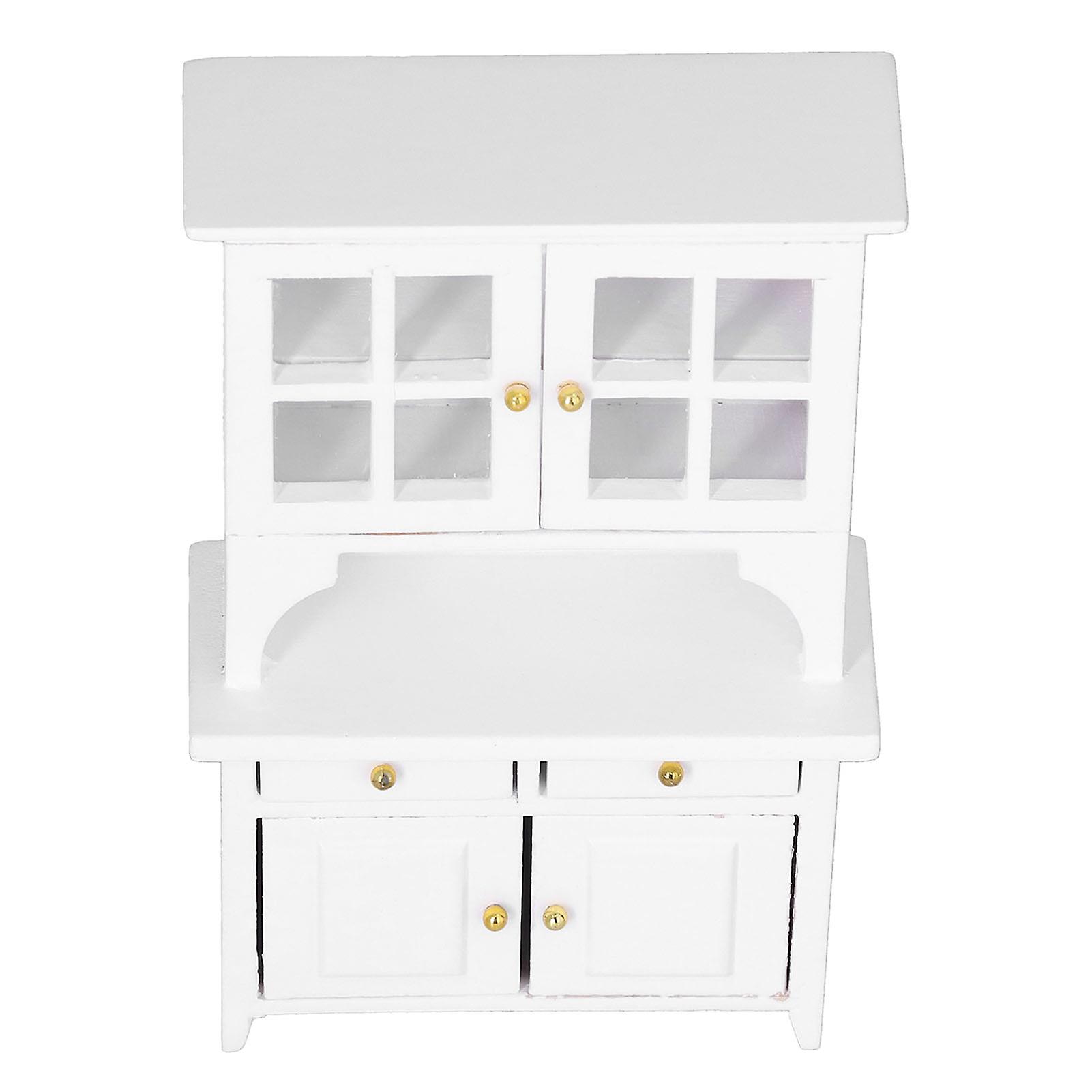 1:12 Dollhouse Cabinet Wooden Simulated Miniature Kitchen Furniture Decoration Accessorieswhite