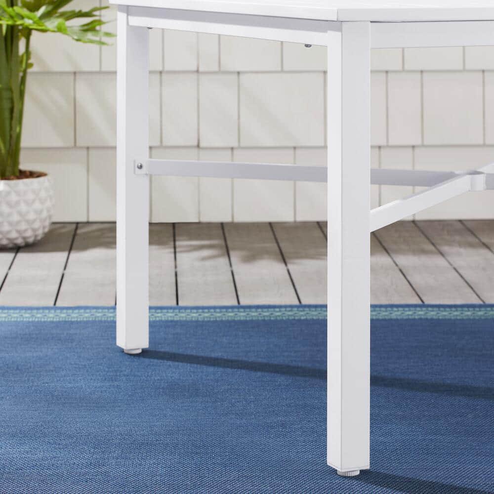 StyleWell 42 in Mix and Match Lattice White Square Metal Outdoor Patio Dining Table with Slat Top