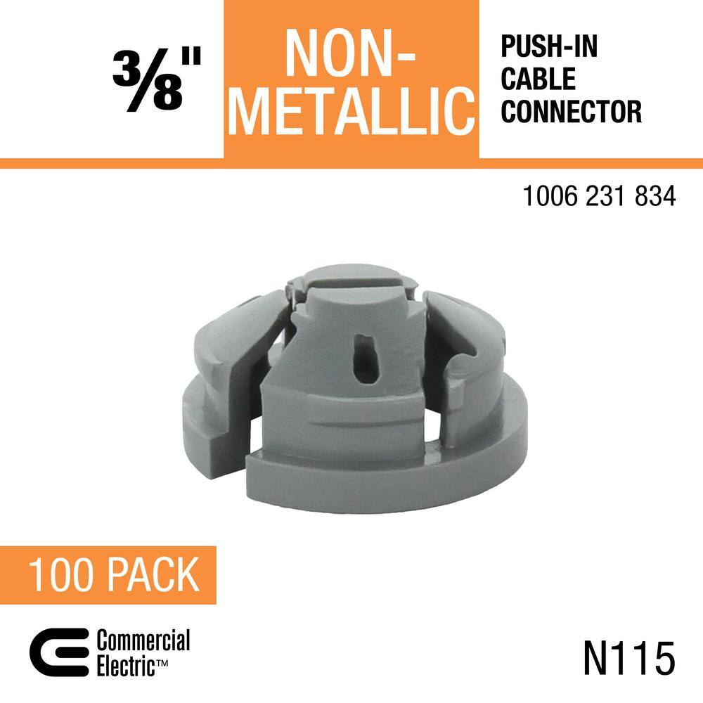 Commercial Electric 38 in. (12 in. Knockout) Non-Metallic Push-in Cable Connector (100-Pack) FNCPP-38-100