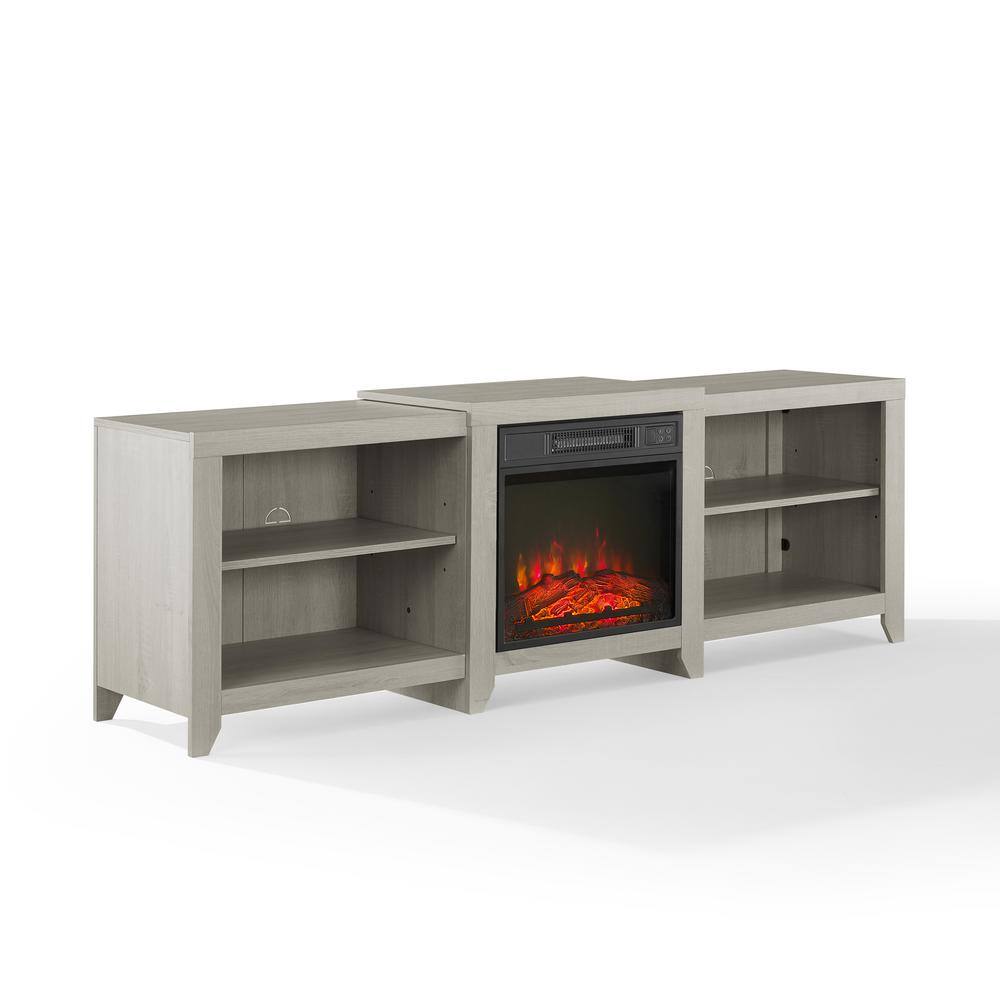 CROSLEY FURNITURE Ronin 69 in. Whitewash TV Stand Fits TV's up to 75 in. with Fireplace KF100969WW