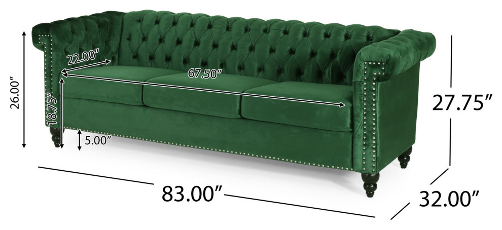 Chesterfield Sofa  Button Tufted Low Back  ampRolled Arms   Eclectic   Sofas   by Decorn  Houzz