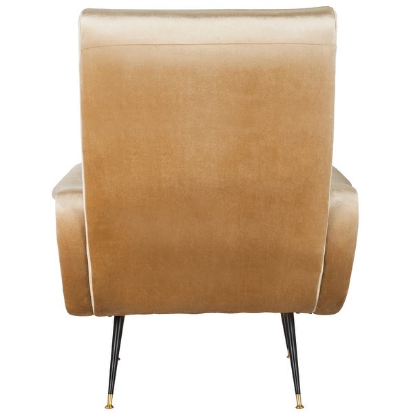 SAFAVIEH Mid-Century Modern Retro Elicia Velvet Camel Club Chair - 28.5 x 35 x 37