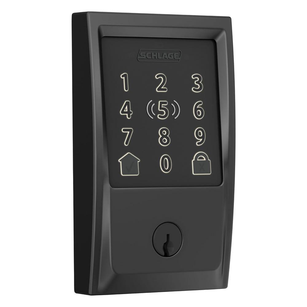 Schlage Century Matte Black Electronic Encode Plus Smart WiFi Deadbolt with Alarm BE499WB V CEN 622