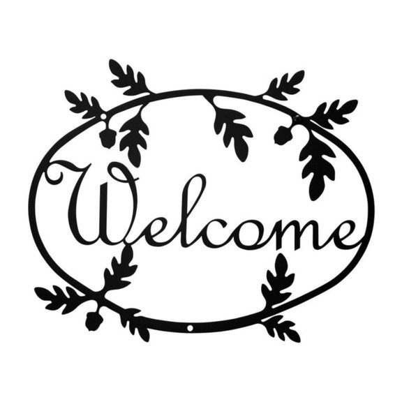 Village Wrought Iron WEL 178 Acorn   Welcome Sign ...