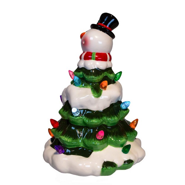 Kurt Adler 9 inch Battery Operated Ceramic Light up Snowman Tree