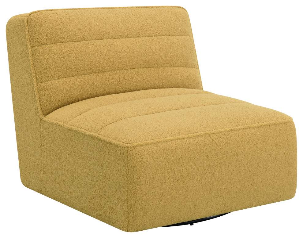 Cobie Upholstered Swivel Armless Chair Mustard   Modern   Armchairs And Accent Chairs   by Modon  Houzz