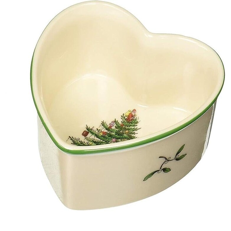 Spode Christmas Tree Heart Shaped Scalloped Ramekins   3.5 Inch