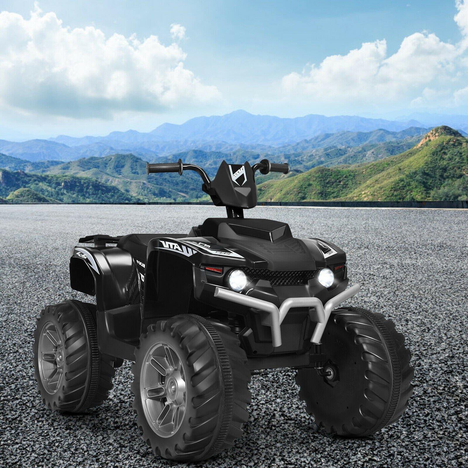 Costzon Kids ATV, 12V Battery Powered Electric Vehicle w/ LED Lights, High & Low Speed