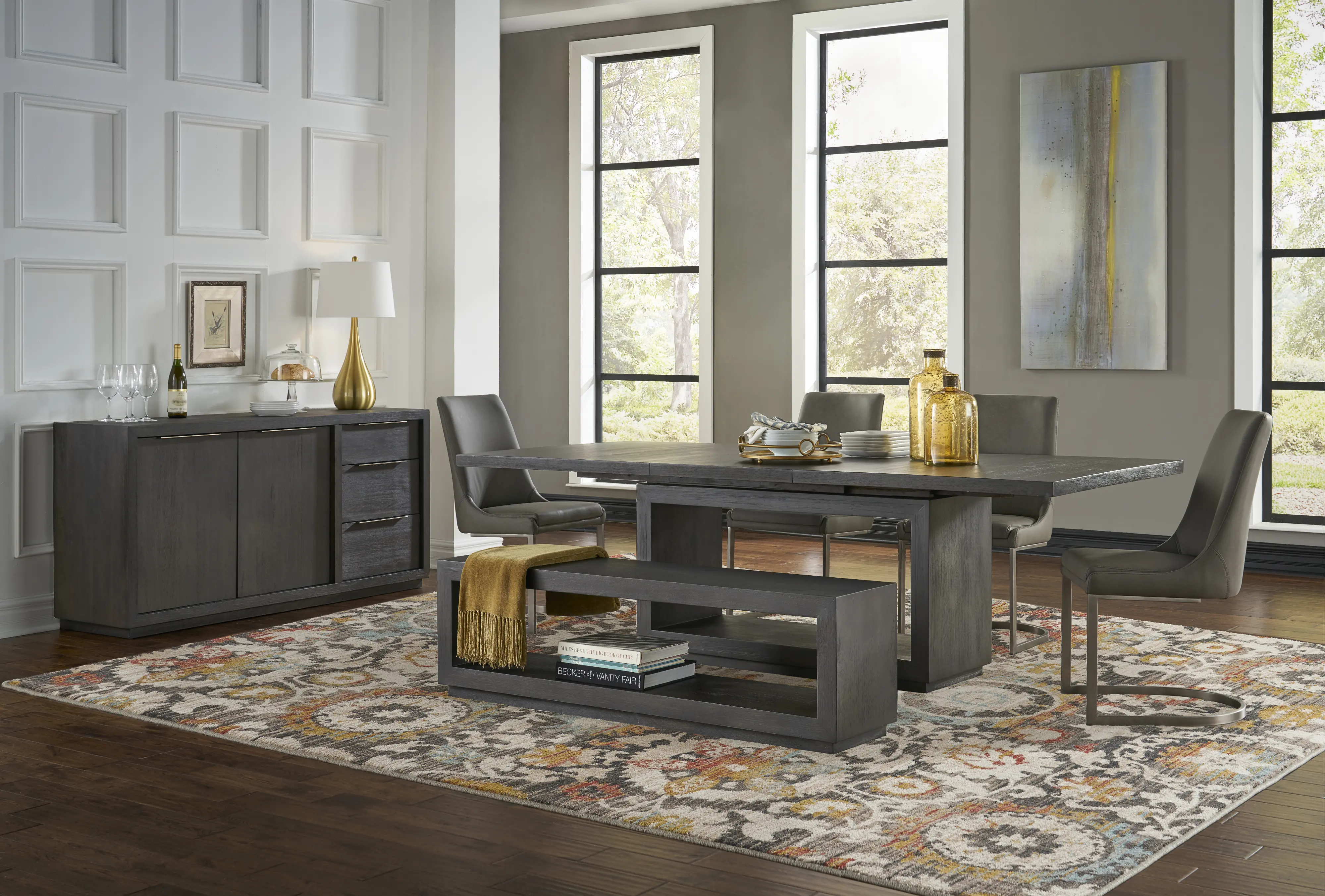 Modern Gray Dining Room Table - Oxford