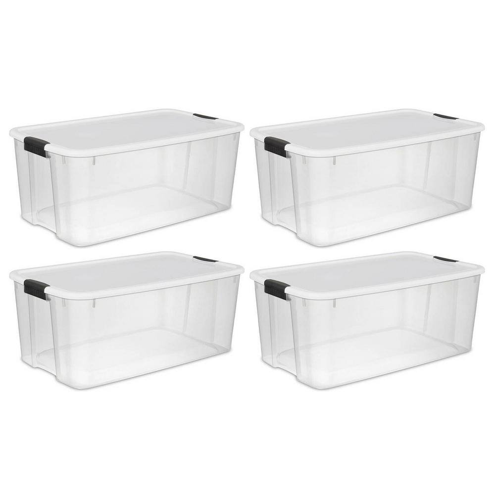 Sterilite 116-Qt. Stackable Latching Storage Box Containers Clear (4-Pack) 4 X 19909804