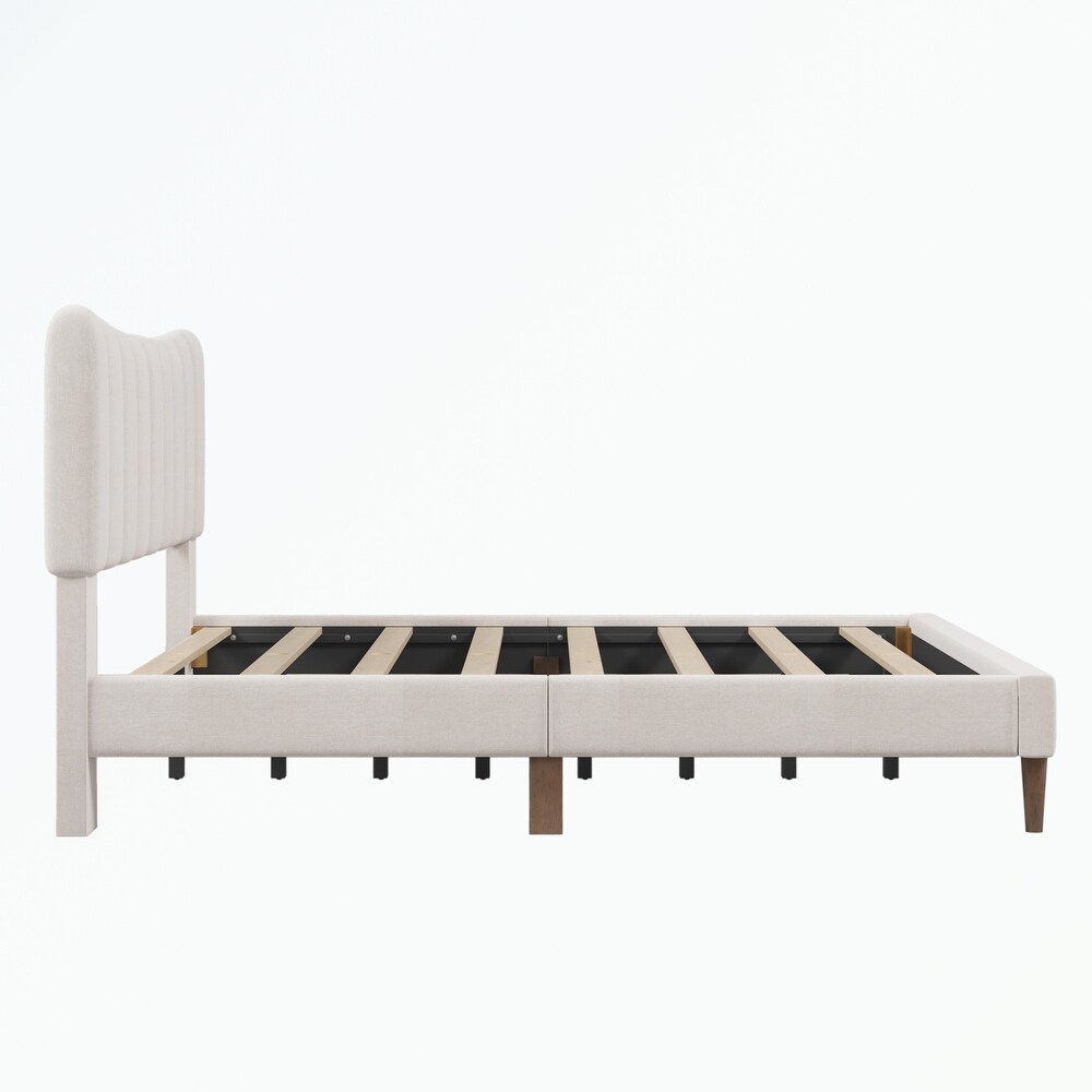 Platform Bed Frame with Vertical Channel Tufted Headboard