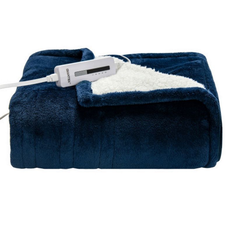 Electric Heated Throw Flannel and Sherpa Double-sided Flush Blanket