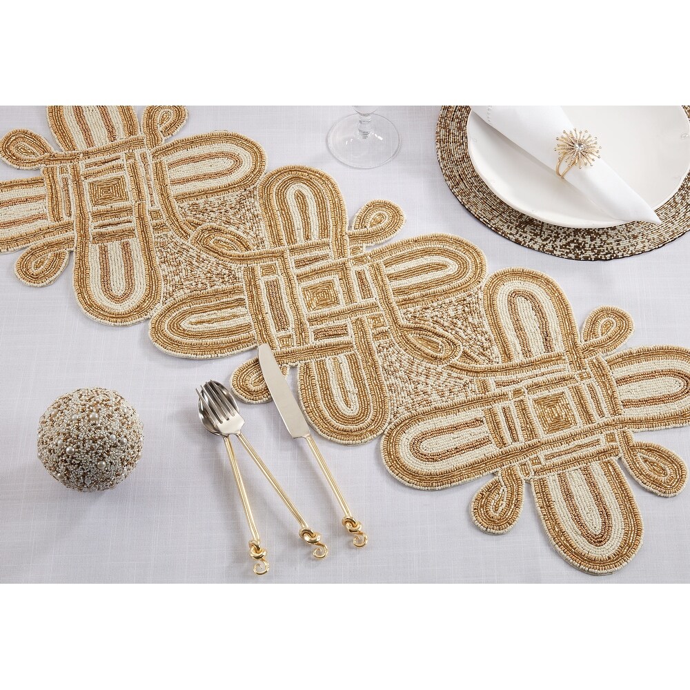 Modern Table Runner With Beaded Design   13\