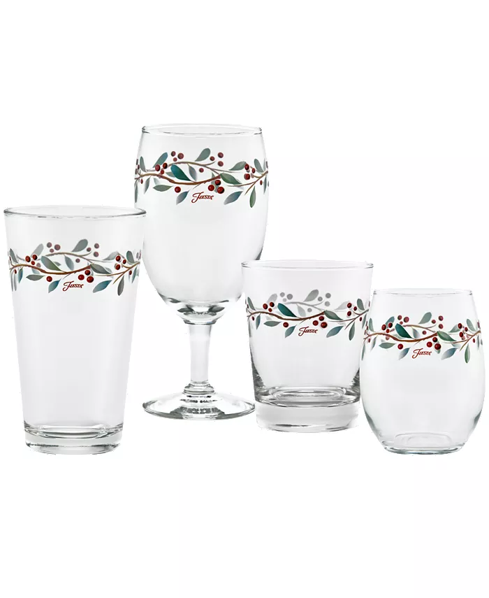 Fiesta Nutcracker Holly Tapered DOF Double Old Fashioned Glasses Set of 4