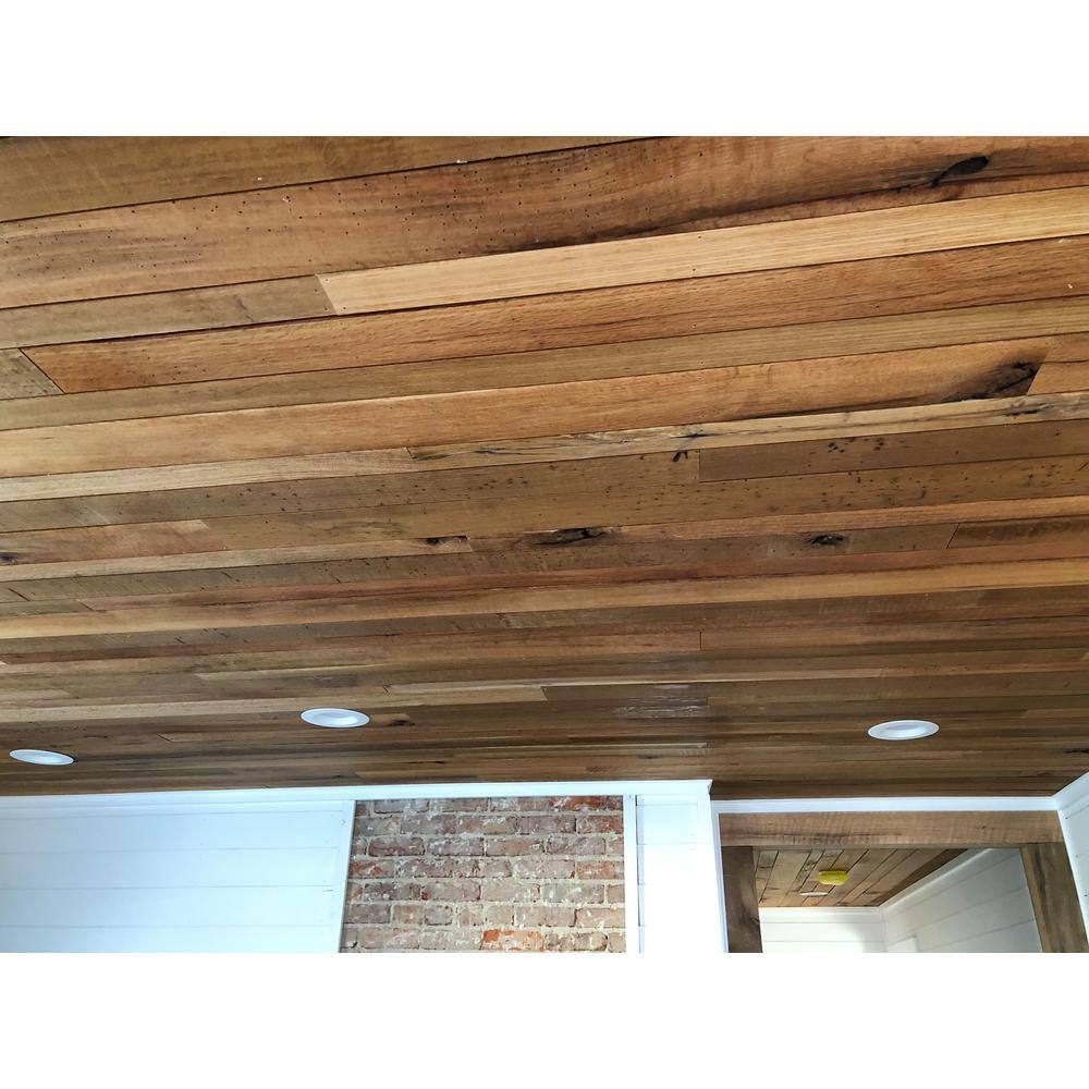 Vintage Timber 38 in T. x 4 ft. Random Width 3 in. - 5 in. W. 10.59 sq. ft. Quartersawn Oak Barnwood Ceiling and Wall Planks 2104