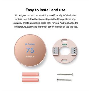 Google Nest Thermostat - Smart Programmable Wi-Fi Thermostat Sand + Nest Thermostat Trim Kit Shell GA03700